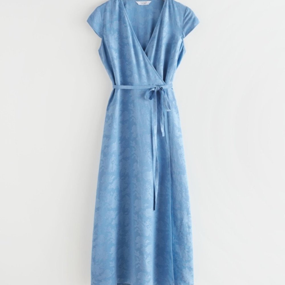 & Other Stories Blue Jacquard Maxi Dress Floral
